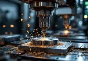 CNC freesmachine in bedrijf met metaalspanen en digitale uurtarieven display in professionele werkplaats