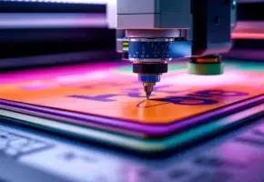 Precisie plottersnijmachine snijdt gekleurde vinyl-, rubber- en kunststoflagen met digitale meetinstrumenten
