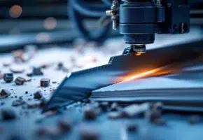 Precisie plotter snijmes buigt door weerstand bij snijden van gelaagde industriële materialen met rafelige randen